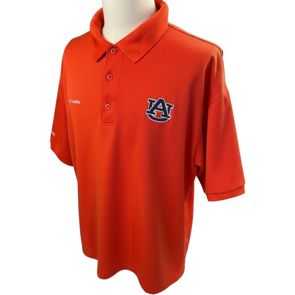 Columbia PFG Auburn Tigers Mens Orange Performance Fishing Polo Shirt Vented XL